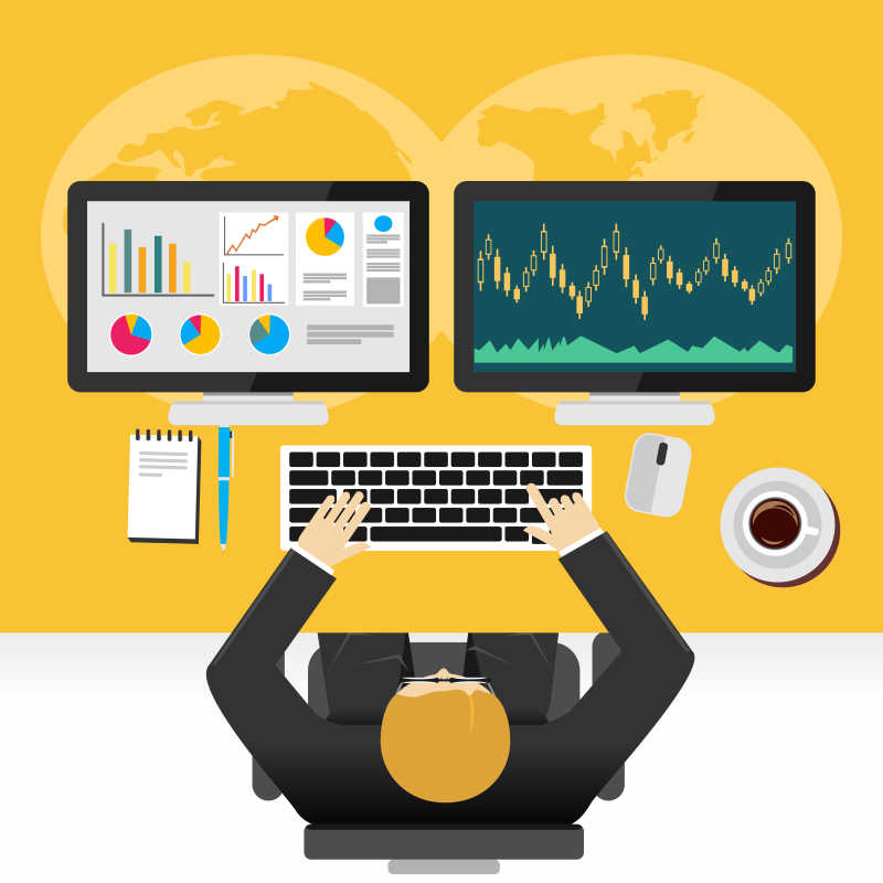 股市监控概念矢量背景