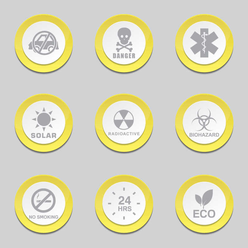 各种警告概念的矢量图标设计