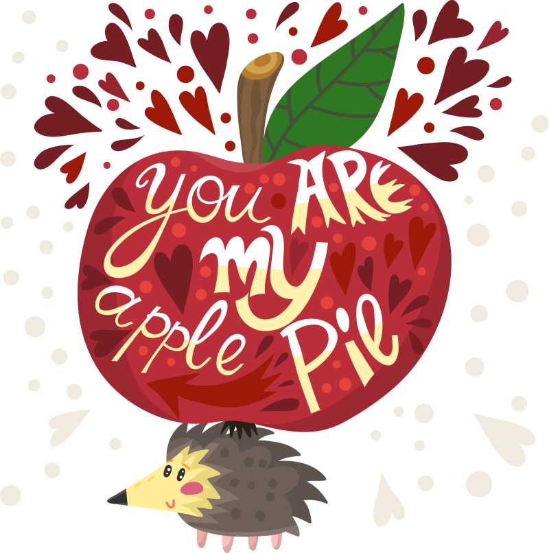 刺猬上的红苹果创意矢量插画