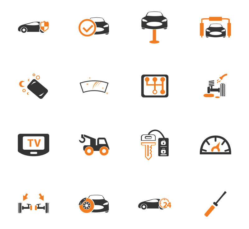 黑橙双色的简易汽车矢量图标