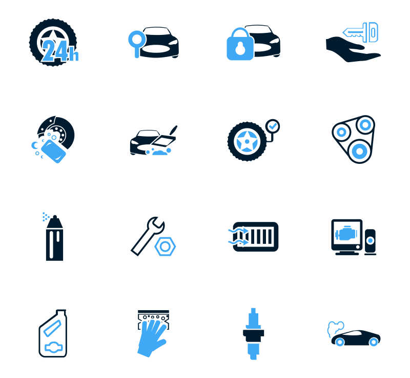 汽车商店网站和用户界面的矢量图标