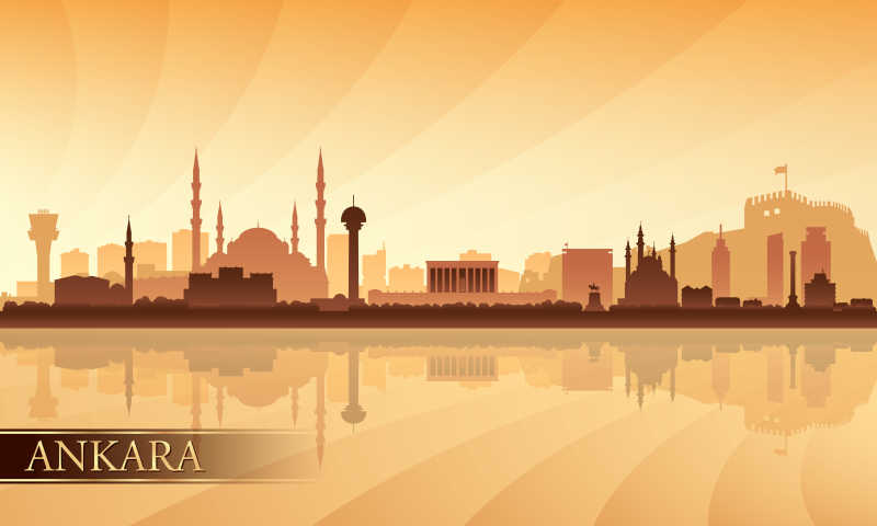 安卡拉城市天际剪影矢量插图