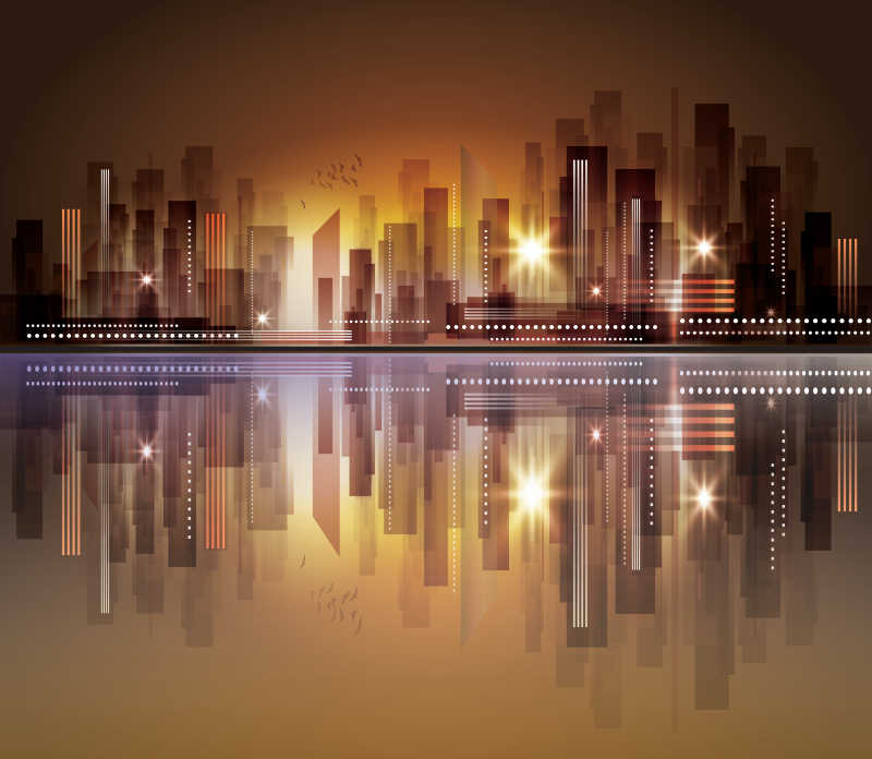 矢量美丽的城市夜景