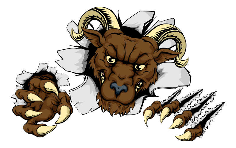 矢量卡通愤怒的山羊