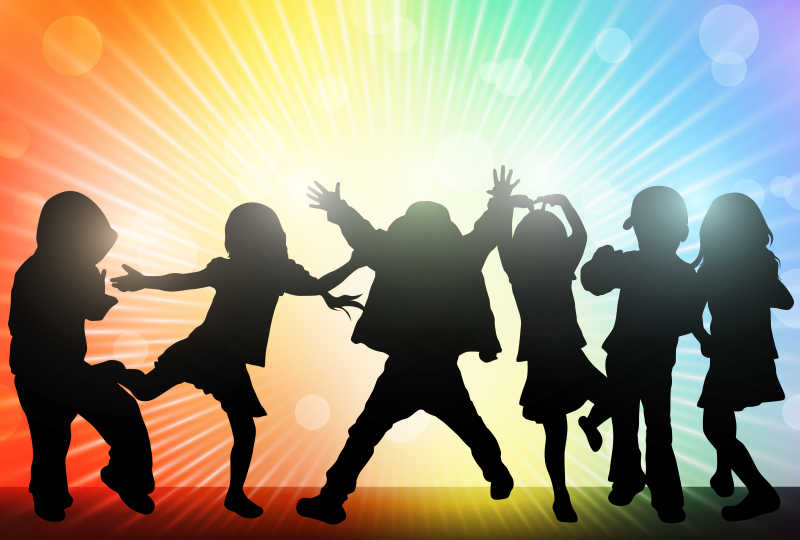 舞厅里跳舞的儿童矢量插图