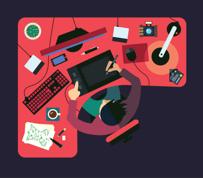 办公中的人矢量插画