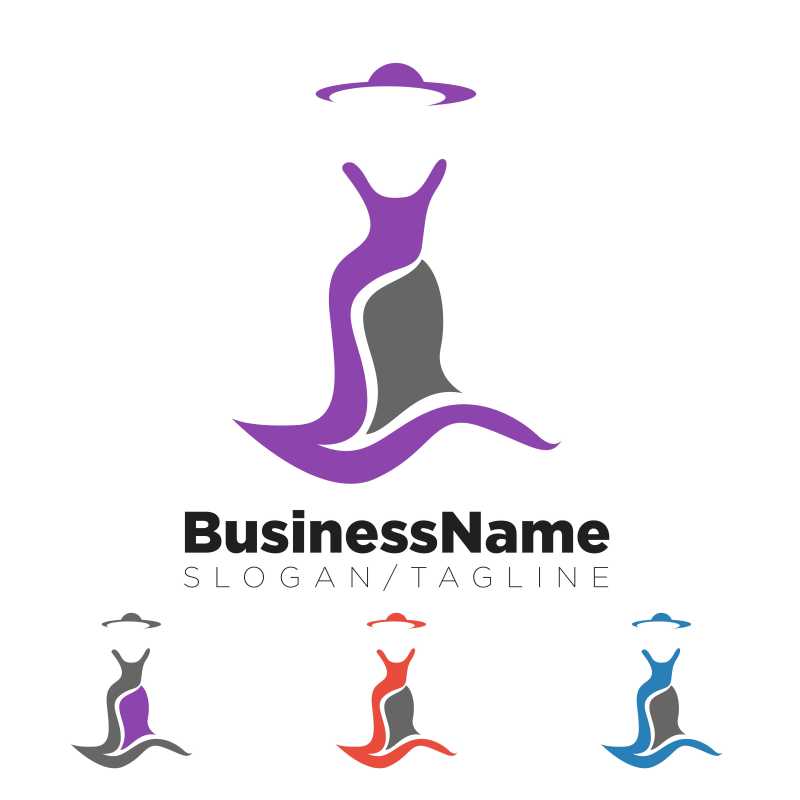 创意多色女装图标矢量插图