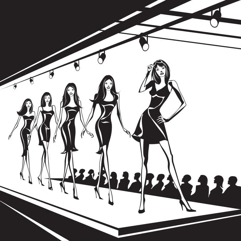 矢量走秀的时尚模特插画