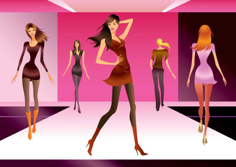 展现新款服装的矢量时尚模特