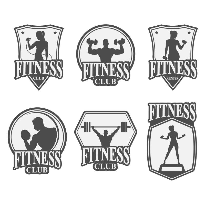 健身俱乐部运动风格标志矢量插图
