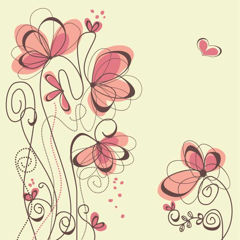 手绘简单花朵的矢量插图
