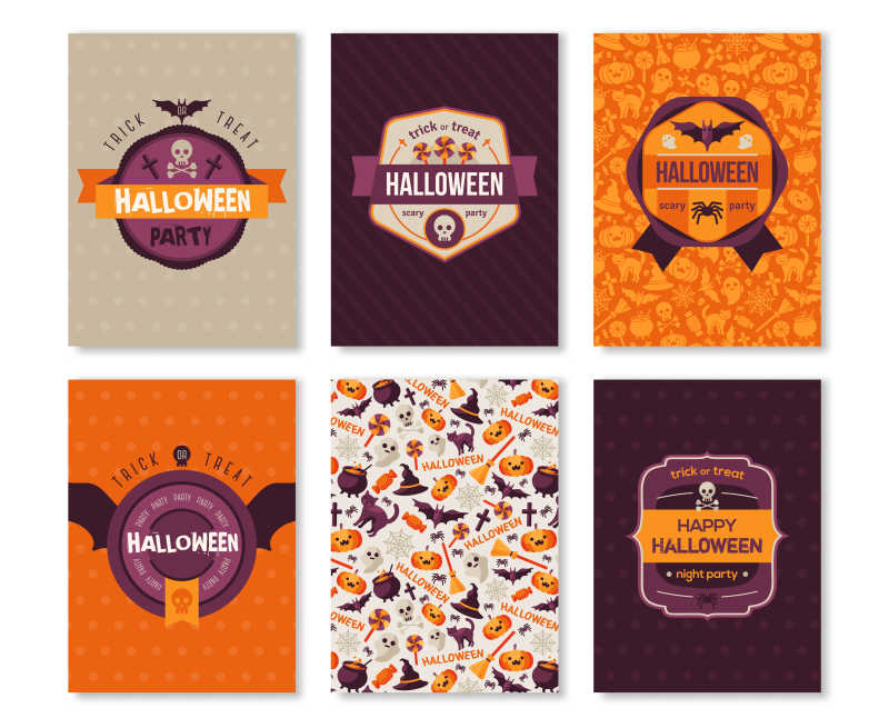 矢量万圣节垂直旗帜设计集