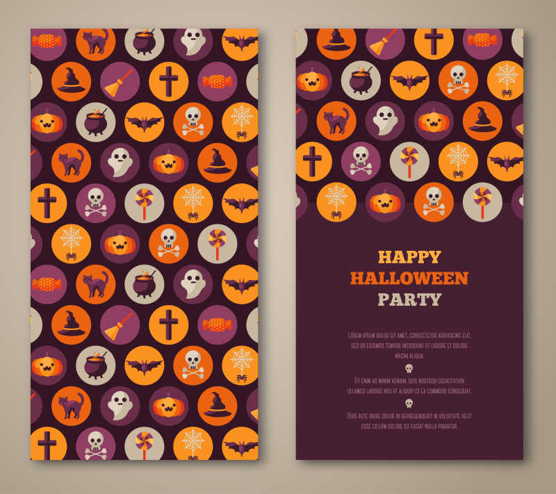 万圣节双面派对邀请设计的矢量图
