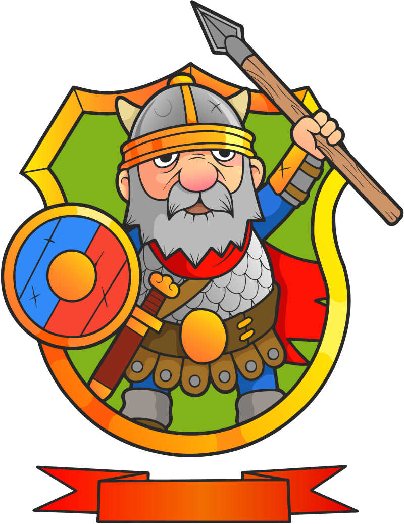 彩色的卡通维京人的矢量插图