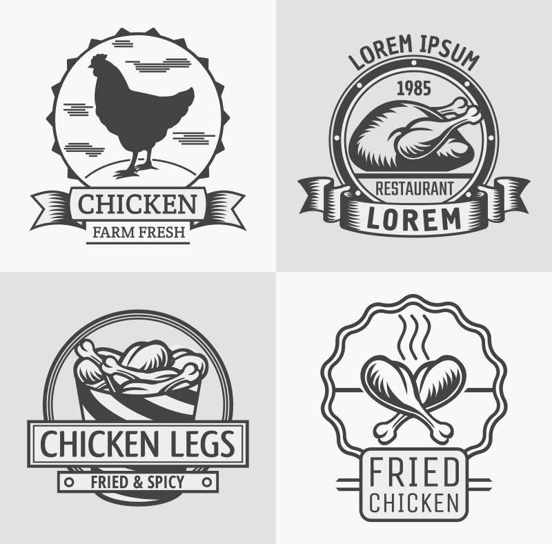 矢量鸡肉创意图标设计