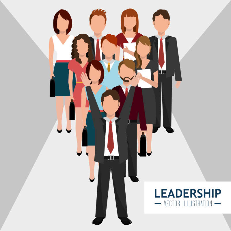 灰色背景下的商业团队矢量插画