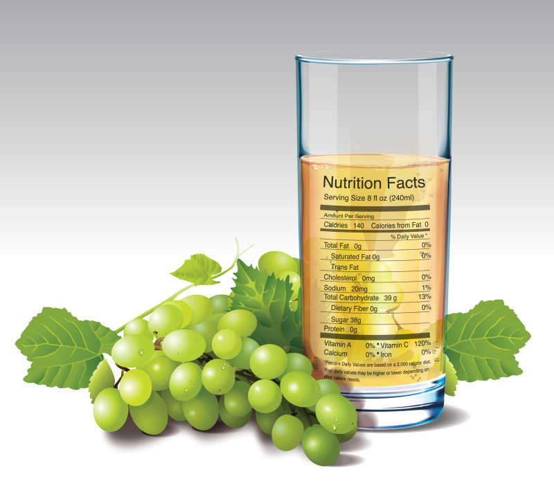 白葡萄汁矢量插画背景