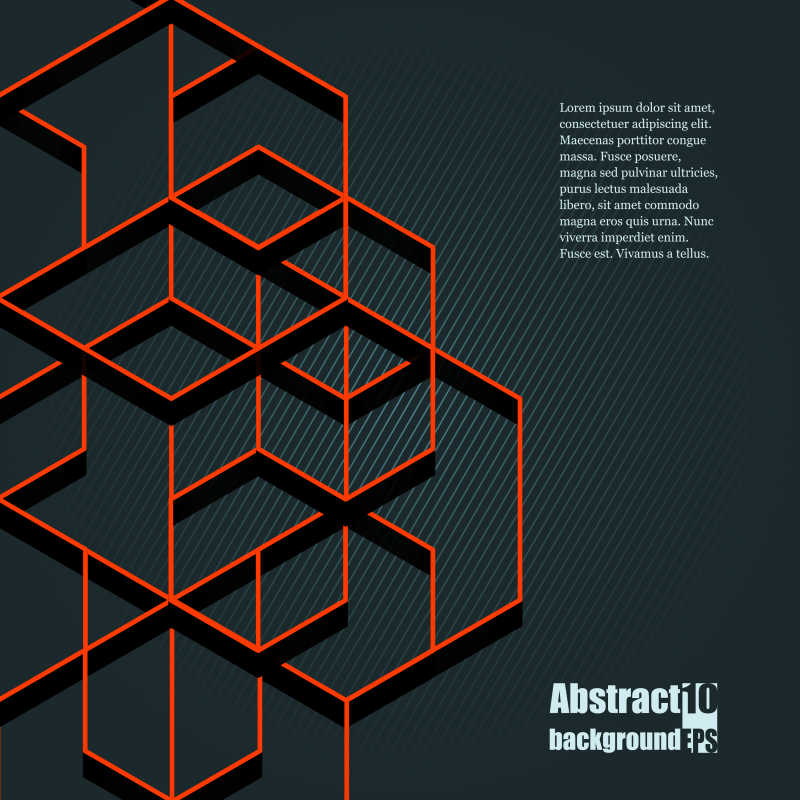 红色几何线框矢量设计