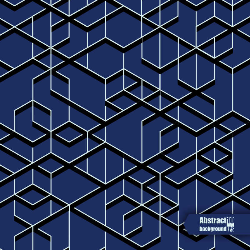 蓝色背景下的白色线框矢量