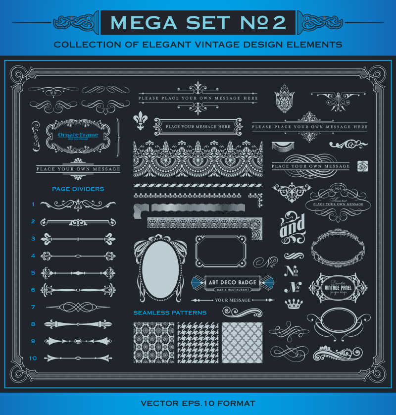 矢量华丽古典装饰艺术设计元素集合