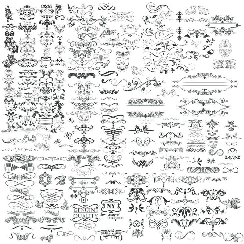 古典风格的设计装饰元素边框矢量合集