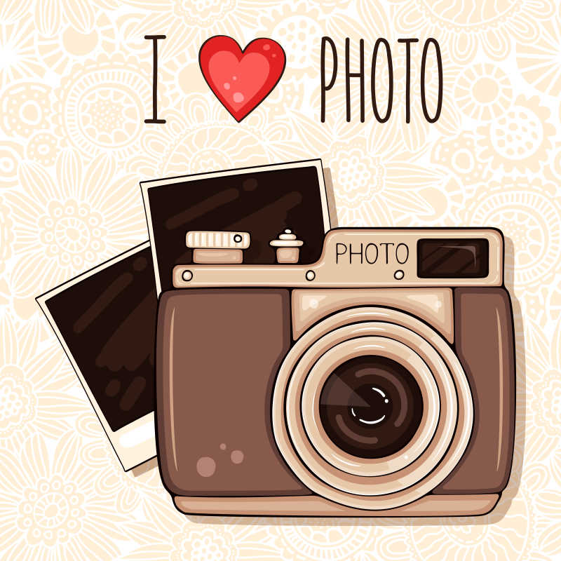 复古的卡通相机矢量插画