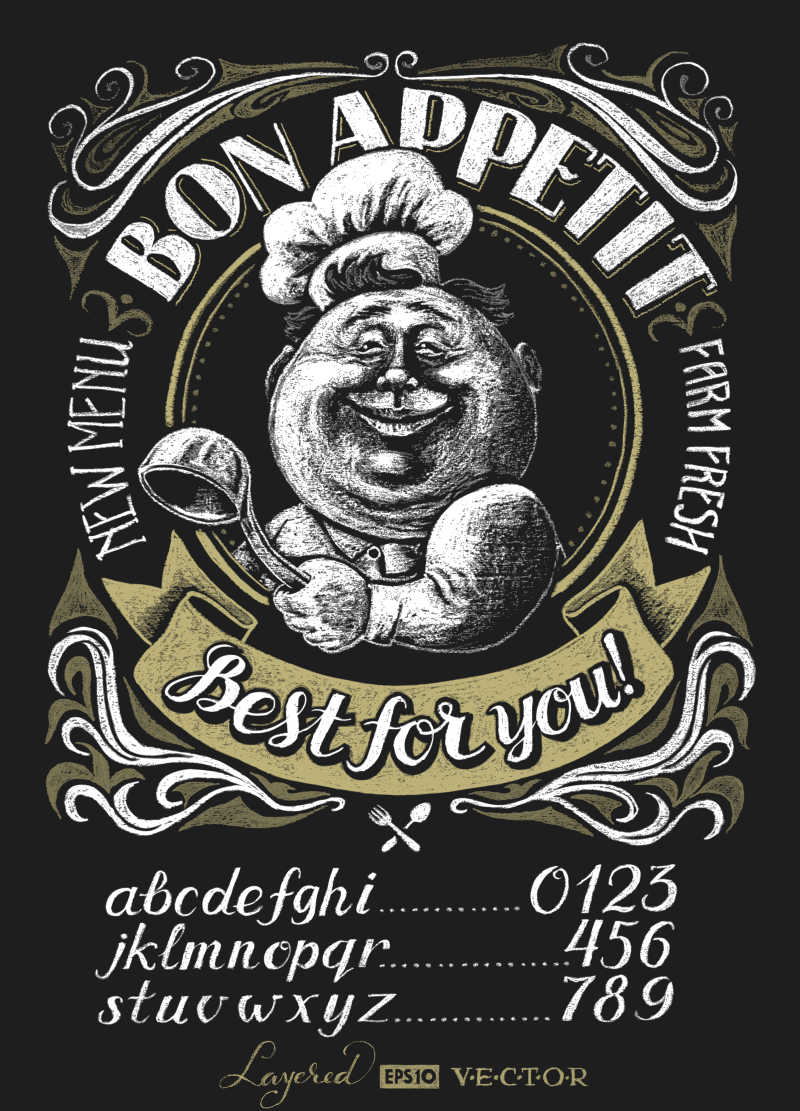 矢量粉笔绘制的菜单