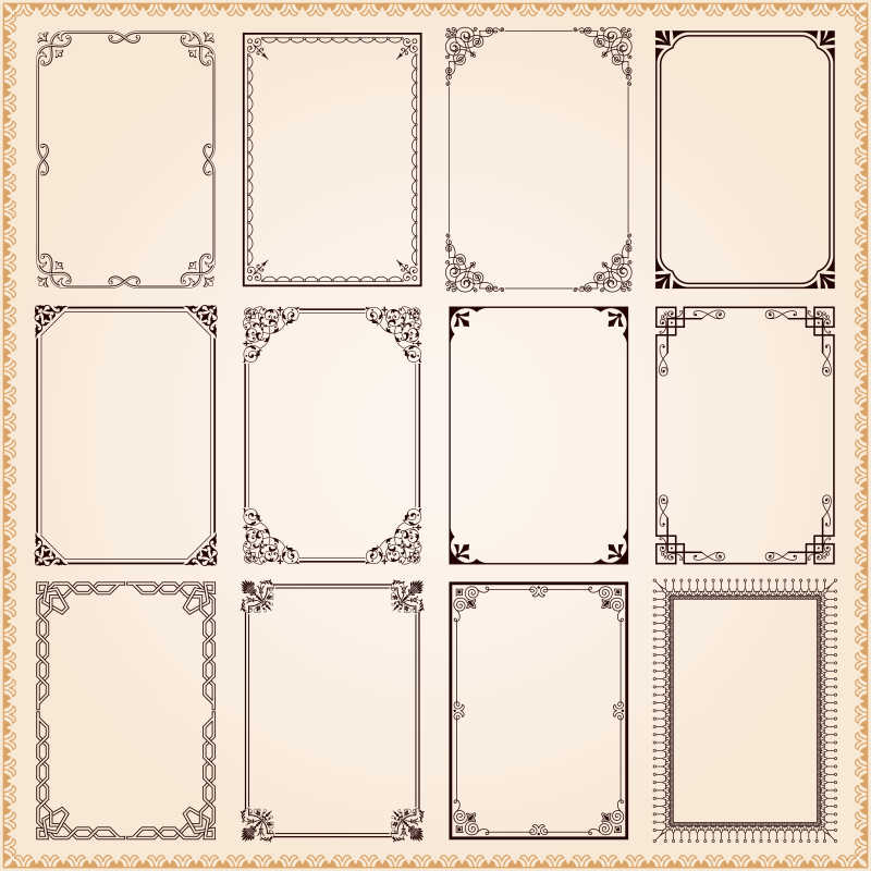 花纹装饰的矢量复古边框
