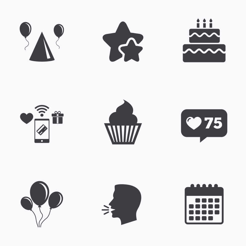 生日派对矢量黑色图标