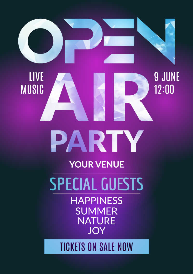 开放式音乐节派对矢量海报设计