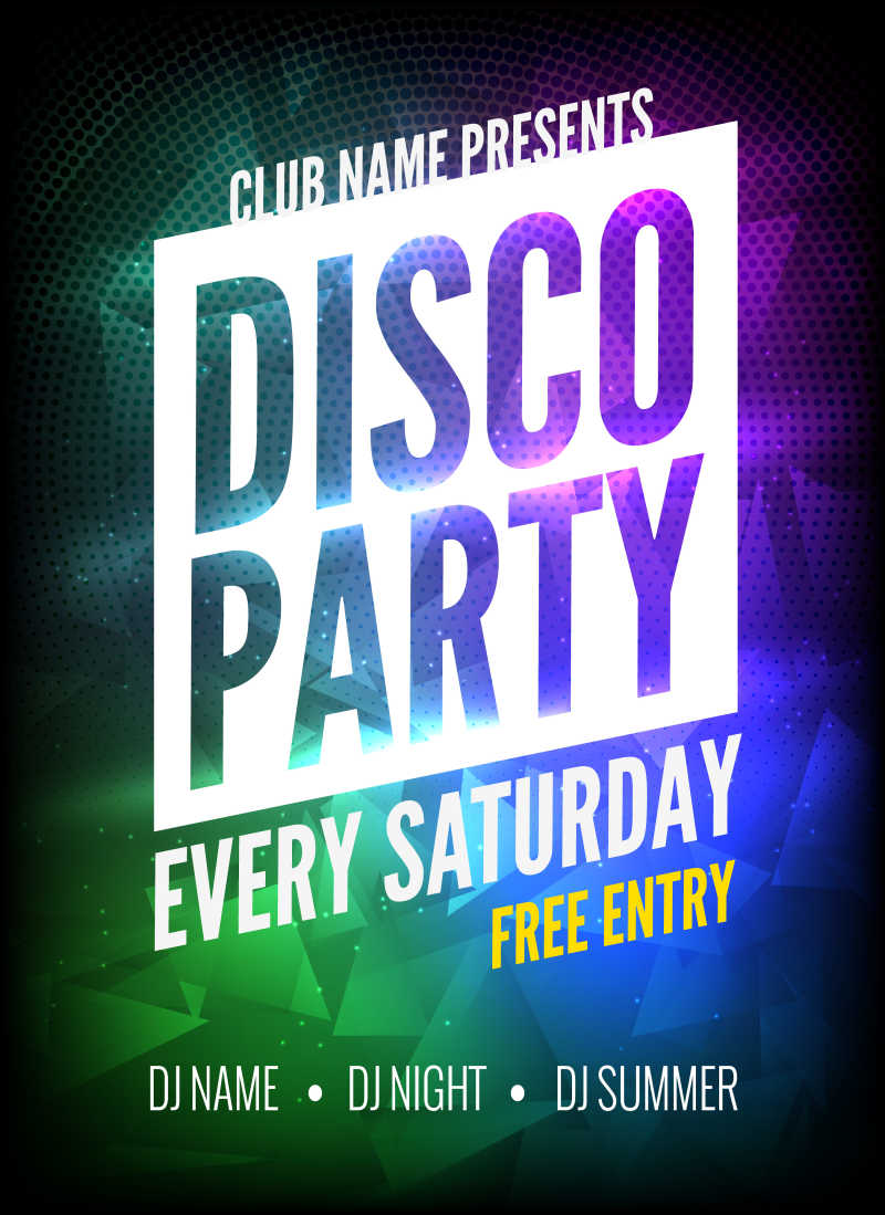 矢量夜间迪斯科派对海报设计