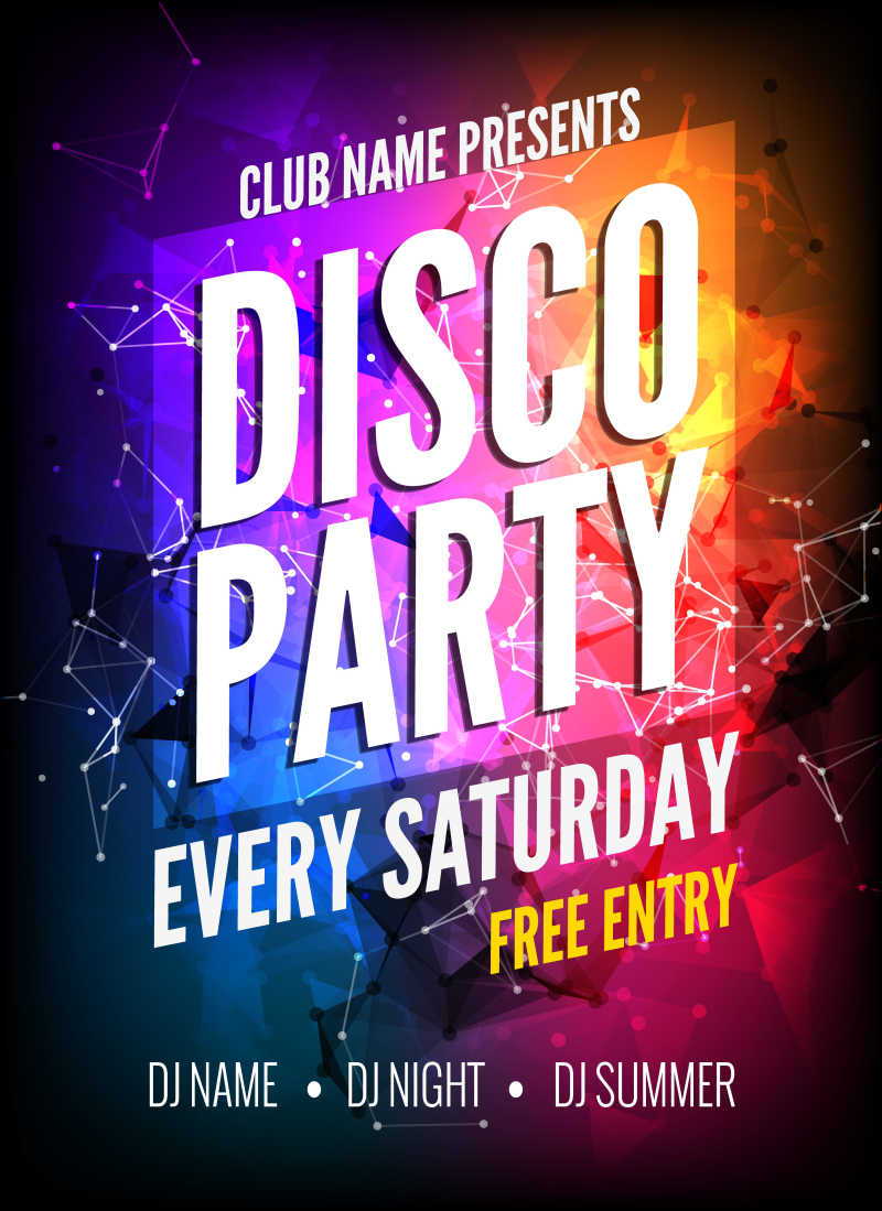 矢量缤纷音乐节派对海报设计