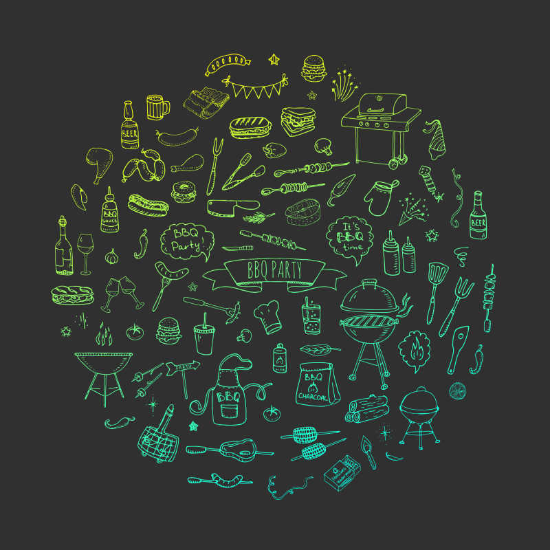创意的烧烤派对主题矢量商标