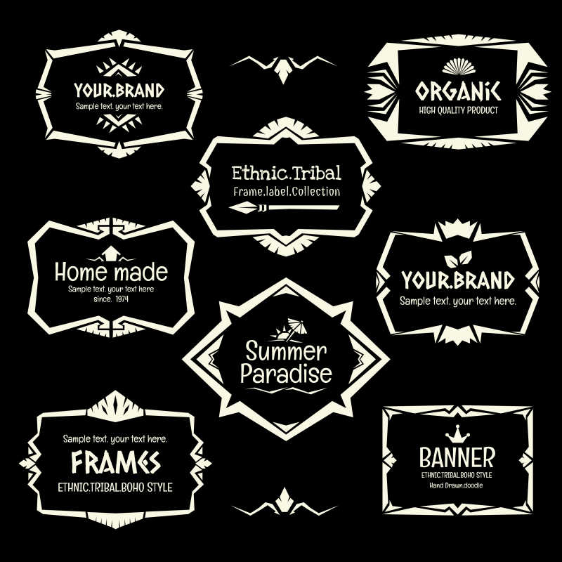 单色硬朗矢量标签框架