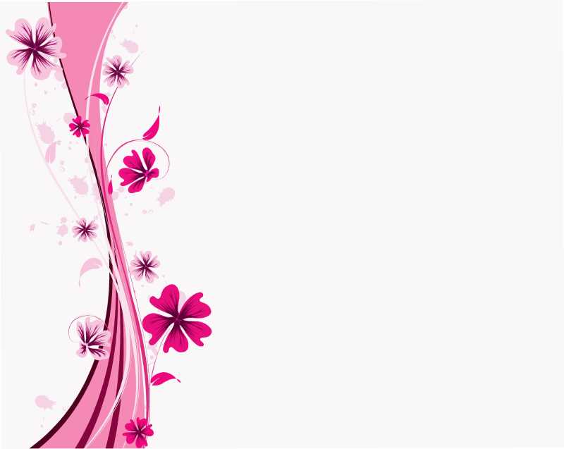 粉色花卉矢量手绘插画背景