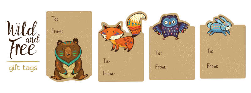 可爱的森林卡通动物矢量插画