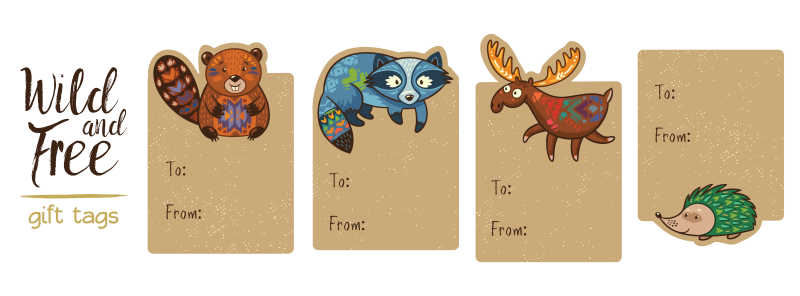 森林动物矢量书签插画