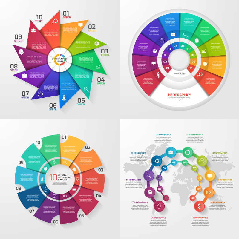 彩色的矢量数据分析表