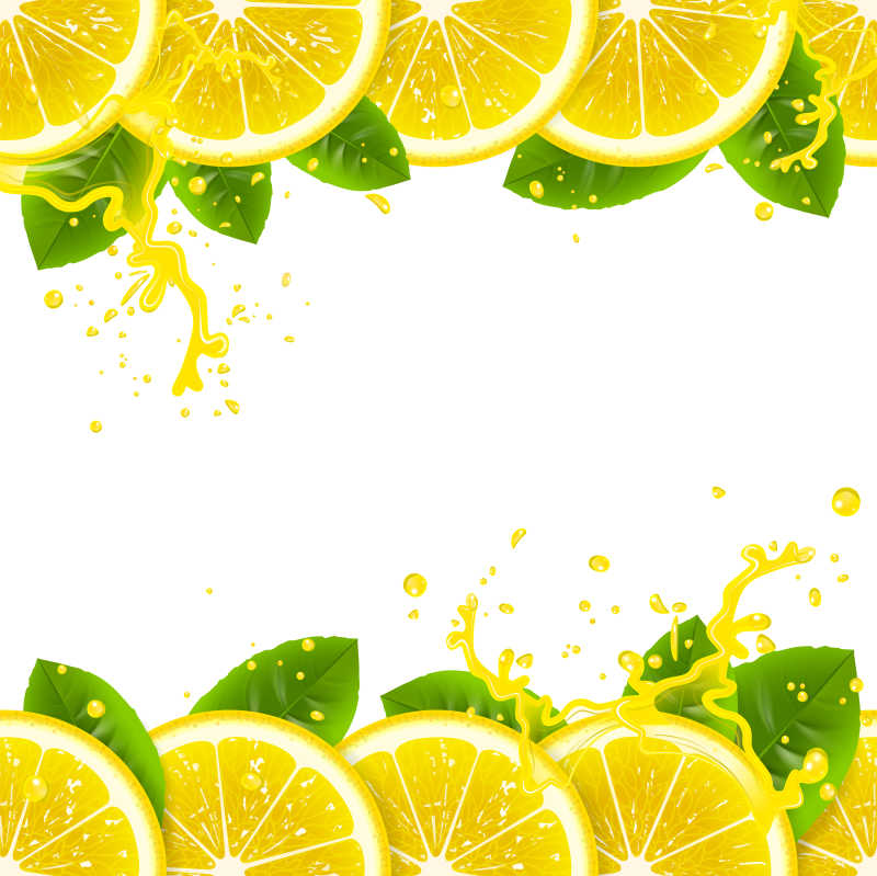 鲜柠檬和果汁飞溅矢量图