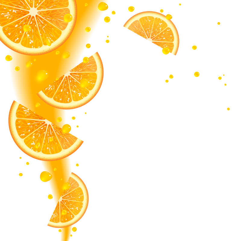 白色背景橙汁和果汁的矢量背景