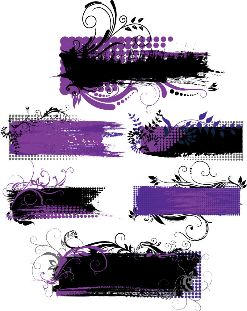 一组带有图案和信息的空间的矢量设计元素