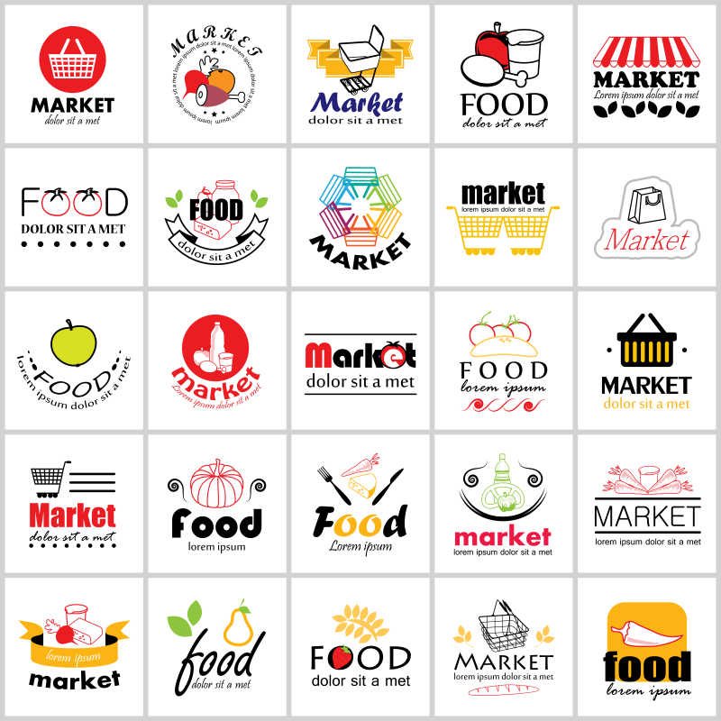 白色背景上的矢量食品图标设计