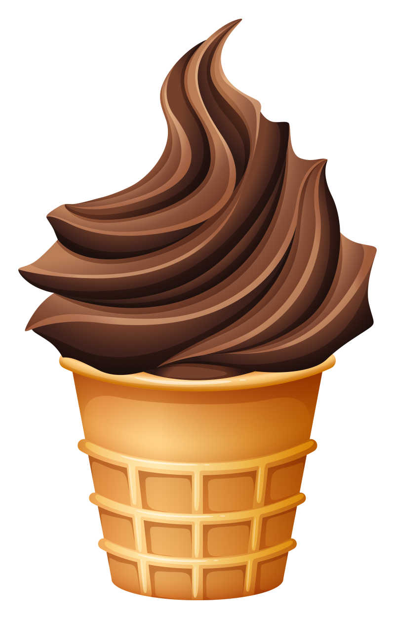 巧克力冰淇淋甜筒矢量插图