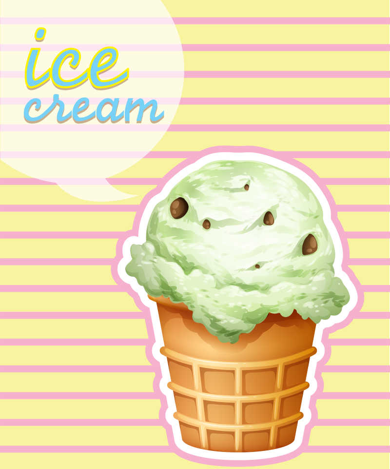 抹茶味冰淇淋矢量插图