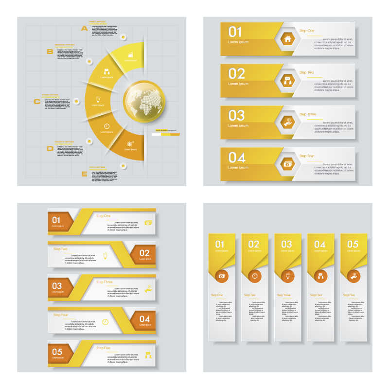 灰色背景上的矢量信息分布图表设计模板