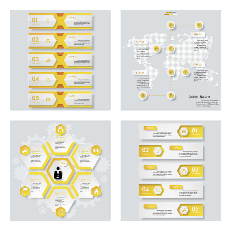 矢量创意黄色信息分布横幅设计模板