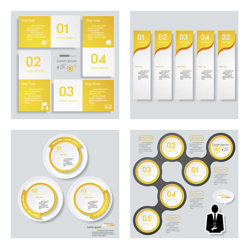 黄色横幅矢量信息分布设计模板