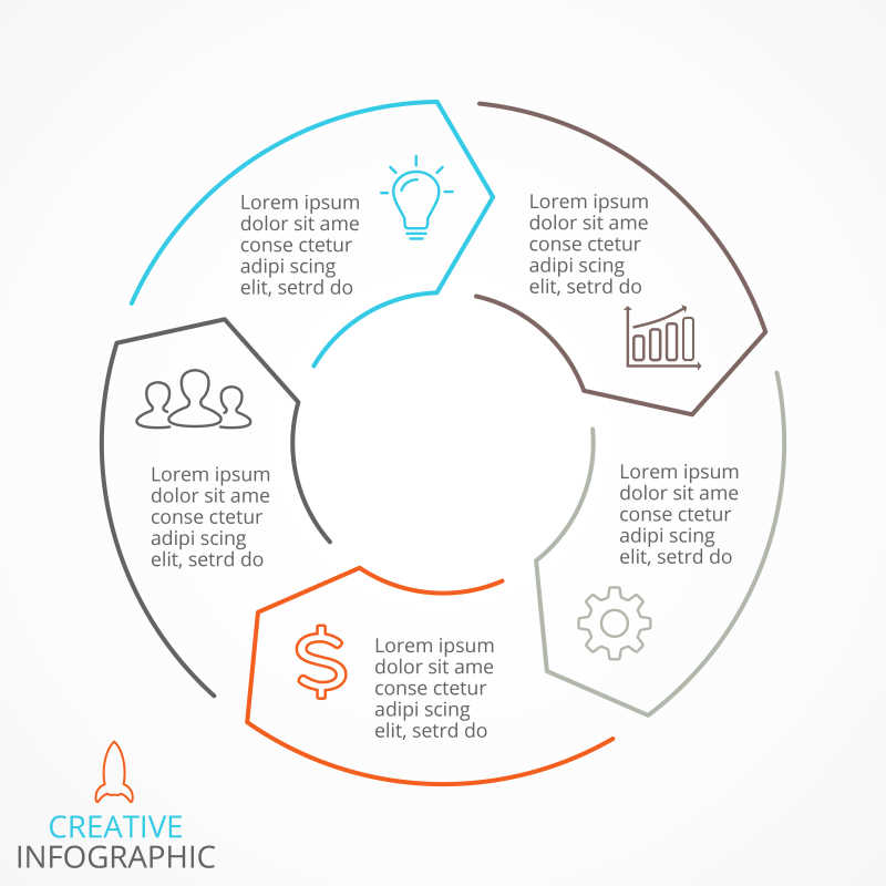 彩色线性矢量信息图表采集模板