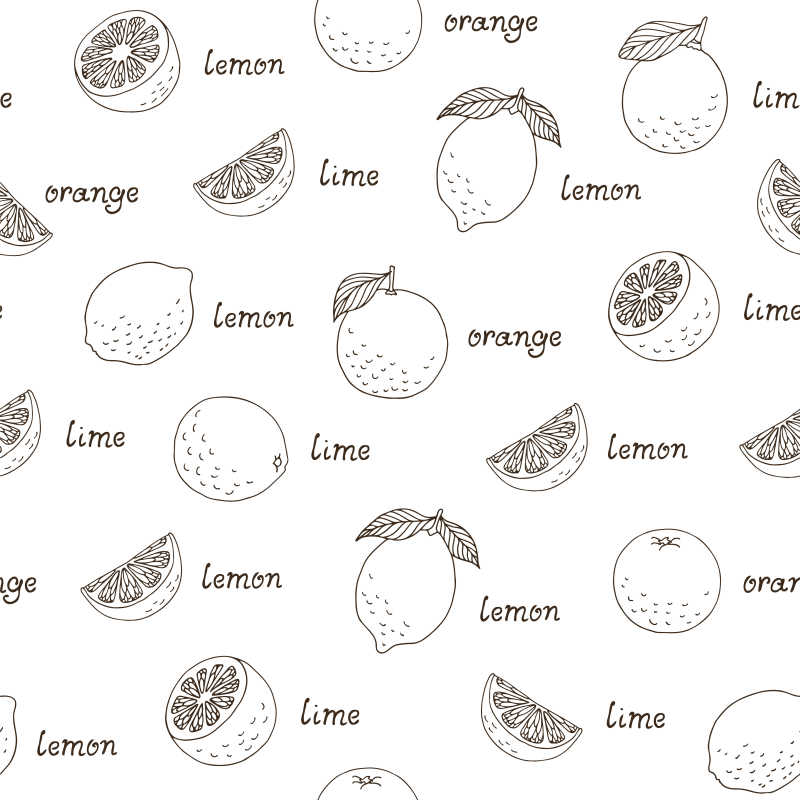 青柠柑橘和柠檬的创意图案背景