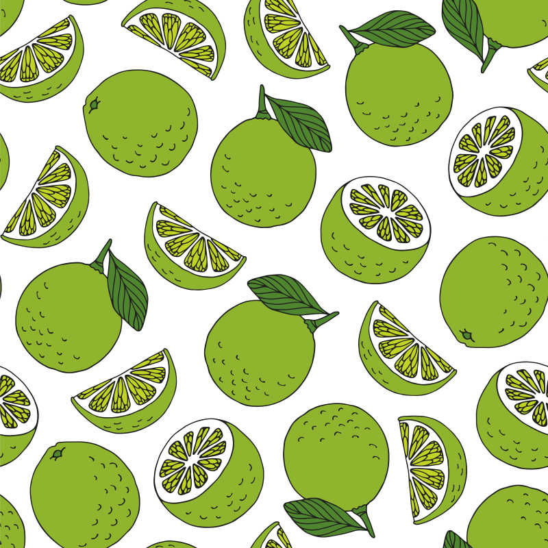 手绘青柠图案矢量背景
